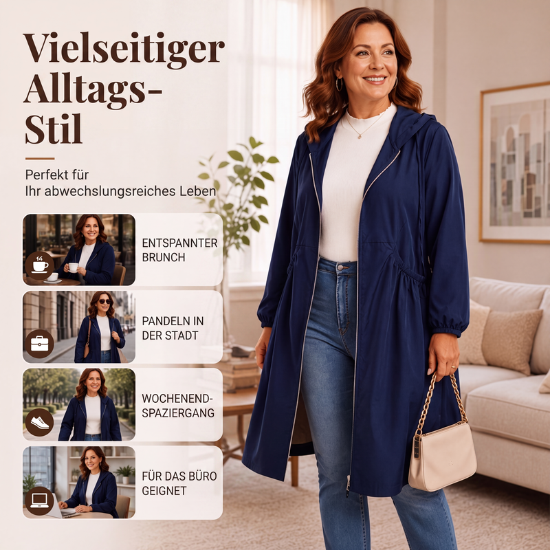 📢📢50%Rabatt!!!💎 Bestseller – Legere, mittellange Kapuzenjacke für Damen in lockerer Passform🧥