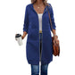 📢📢50%Rabatt!!!🎉✨Mittellange Kapuzen-Sweatjacke für Damen, lässige Strickjacke mit Reißverschluss und Taschen