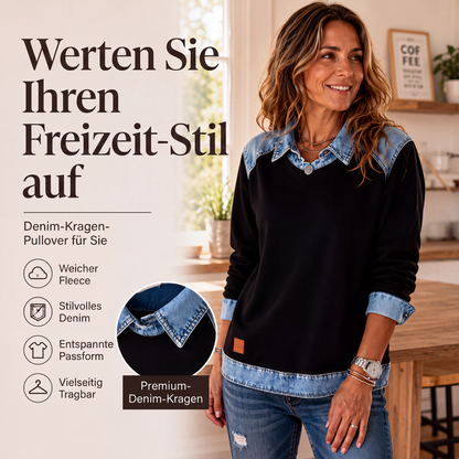 📢📢50%Rabatt!!!🎉✨Langarm-Sweatshirt für Damen mit Denim-Patchwork