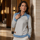 📢📢50%Rabatt!!!🎉✨Langarm-Sweatshirt für Damen mit Denim-Patchwork