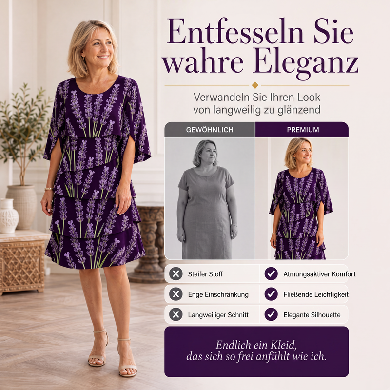 📢📢50%Rabatt!!!🎉✨Damen Kleid mit Blumenmuster und Rüschenstufen