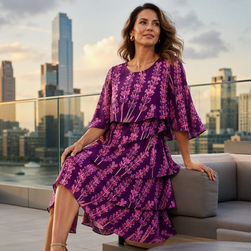 📢📢50%Rabatt!!!🎉✨Damen Kleid mit Blumenmuster und Rüschenstufen