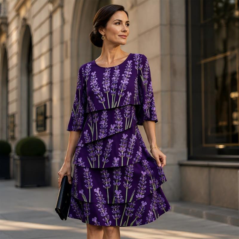 📢📢50%Rabatt!!!🎉✨Damen Kleid mit Blumenmuster und Rüschenstufen