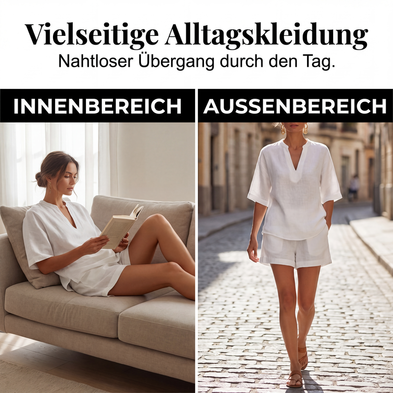 📢📢50%Rabatt!!!🎉✨Zweiteiliges Kurzset für Damen, legeres Design mit V-Ausschnitt