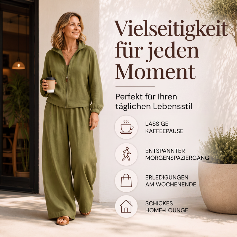 📢📢50%Rabatt!!!🎉✨Damen-Set aus Reißverschluss-Cardigan und Weithosen