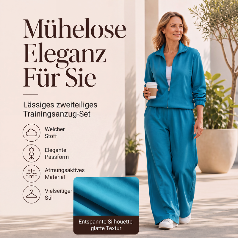 📢📢50%Rabatt!!!🎉✨Damen-Set aus Reißverschluss-Cardigan und Weithosen