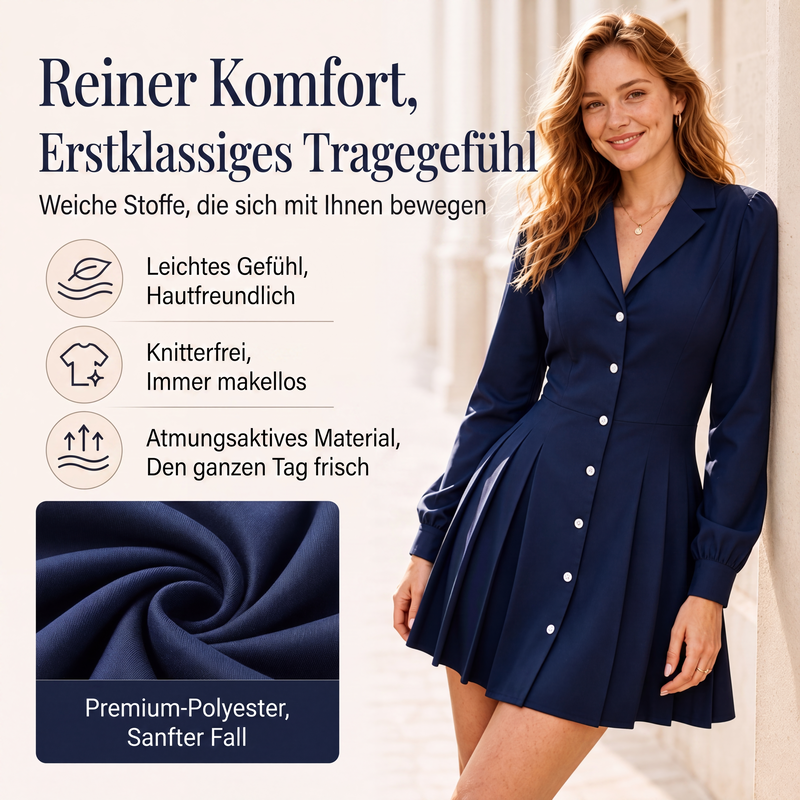 📢📢50%Rabatt!!!🎉✨Blazerkleid mit Plissees und langen Ärmeln für Damen