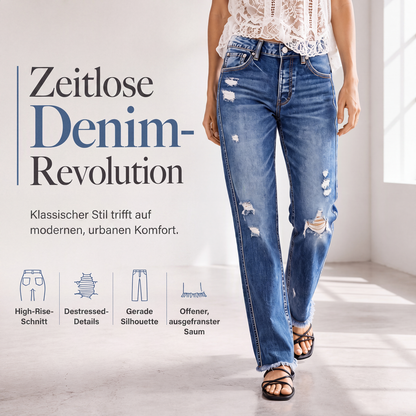 📢📢50%Rabatt!!!🎉✨Damen-Jeans im Used-Look mit geradem Bein