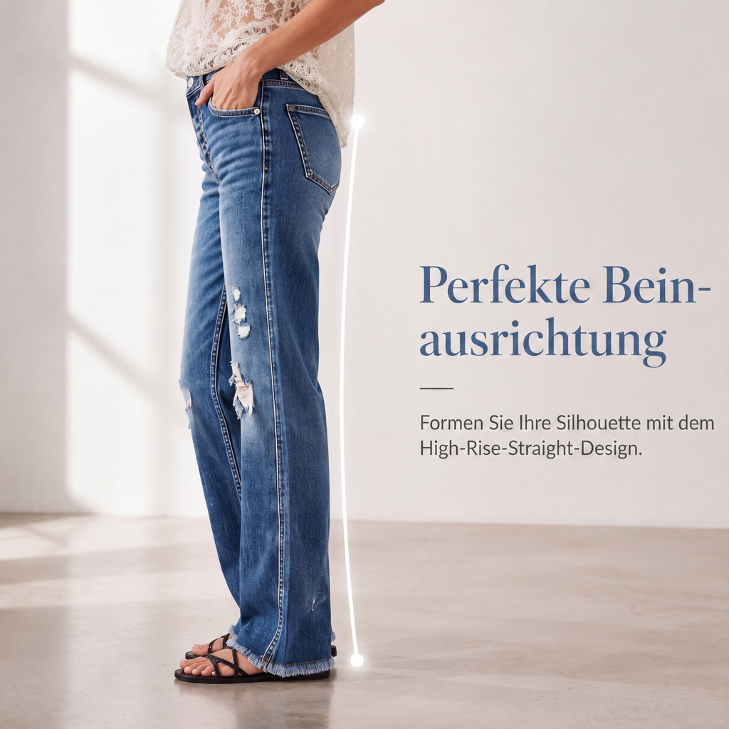 📢📢50%Rabatt!!!🎉✨Damen-Jeans im Used-Look mit geradem Bein
