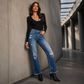 📢📢50%Rabatt!!!🎉✨Damen-Jeans im Used-Look mit geradem Bein