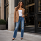 📢📢50%Rabatt!!!🎉✨Damen-Jeans im Used-Look mit geradem Bein