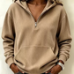📢📢50%Rabatt!!!🎉✨Legeres geripptes Halb-Reißverschluss-Hoodie für Damen
