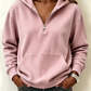 📢📢50%Rabatt!!!🎉✨Legeres geripptes Halb-Reißverschluss-Hoodie für Damen