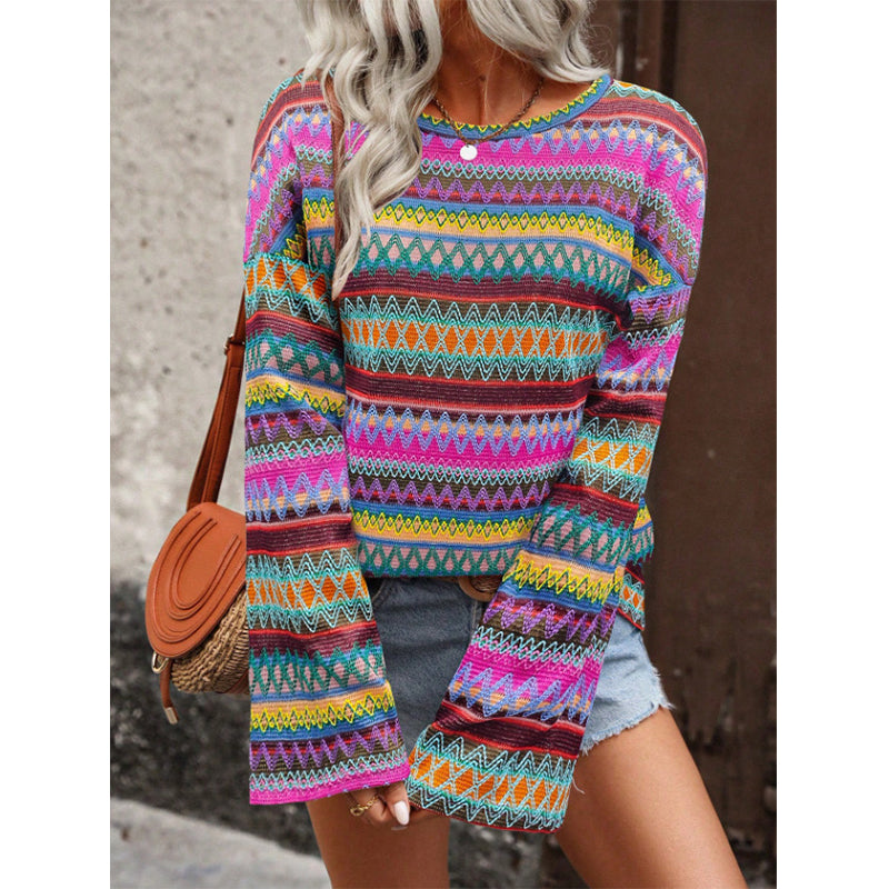 📢📢50%Rabatt!!!🎉✨Bunter Strickpullover für Damen mit geometrischen Streifen