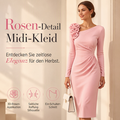 📢📢50%Rabatt!!!💎✨ Jetzt im Trend – Rosendetail-Midikleid – vielseitig und stilvoll