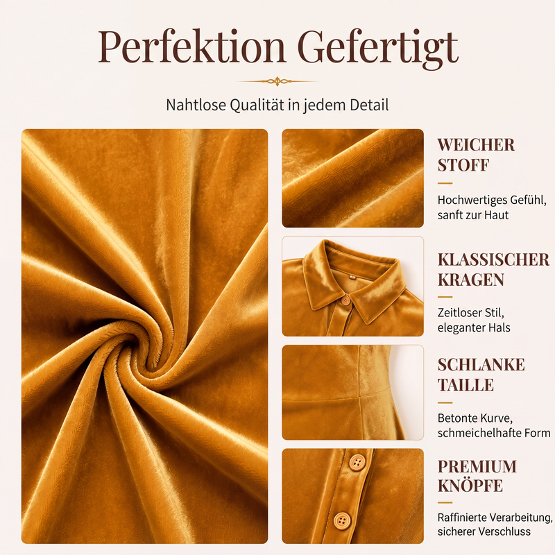 📢📢50%Rabatt!!!🎉✨Damen Vintage Samt-A-Linien-Kleid mit Knopfleiste vorne