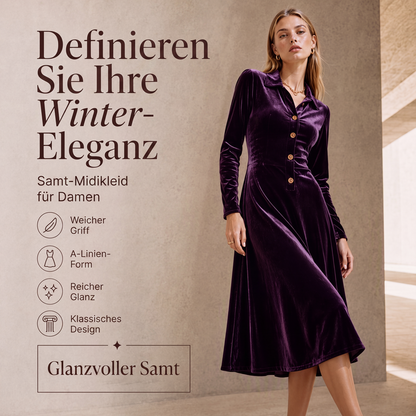 📢📢50%Rabatt!!!🎉✨Damen Vintage Samt-A-Linien-Kleid mit Knopfleiste vorne