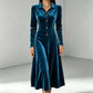 📢📢50%Rabatt!!!🎉✨Damen Vintage Samt-A-Linien-Kleid mit Knopfleiste vorne