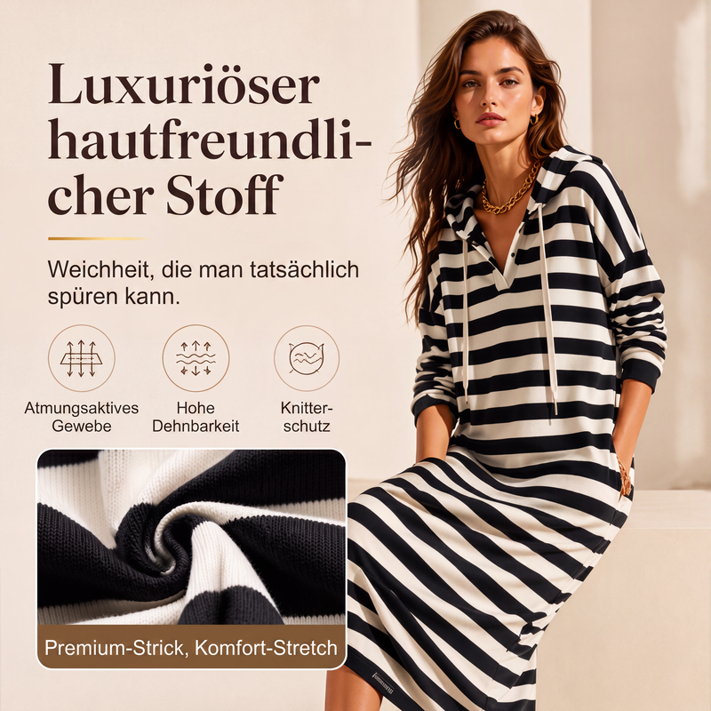 💎👗 Neuheiten – Gestreiftes Hoodie-Kleid – bequem und lässig