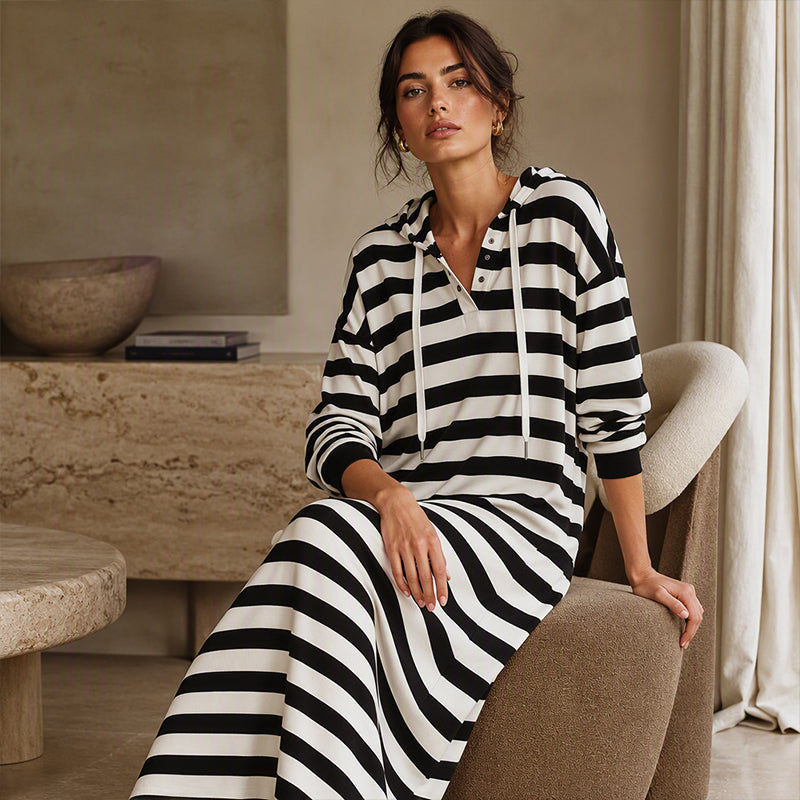 💎👗 Neuheiten – Gestreiftes Hoodie-Kleid – bequem und lässig