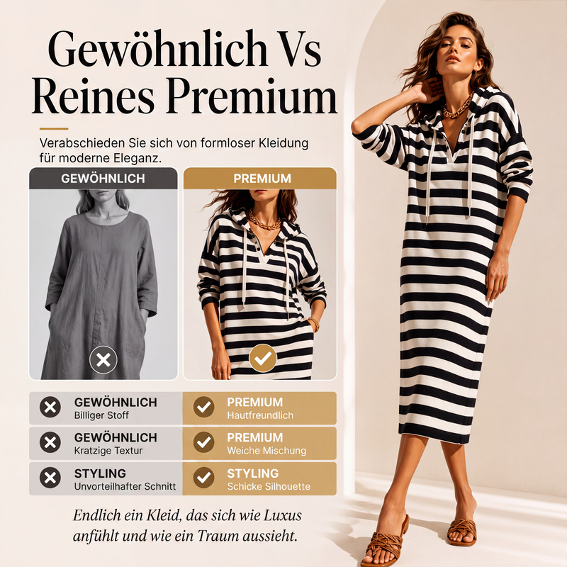 💎👗 Neuheiten – Gestreiftes Hoodie-Kleid – bequem und lässig
