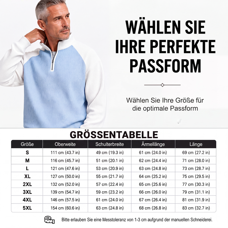 ✨Herren-Waffelstrick-Quarter-Zip-T-Shirt