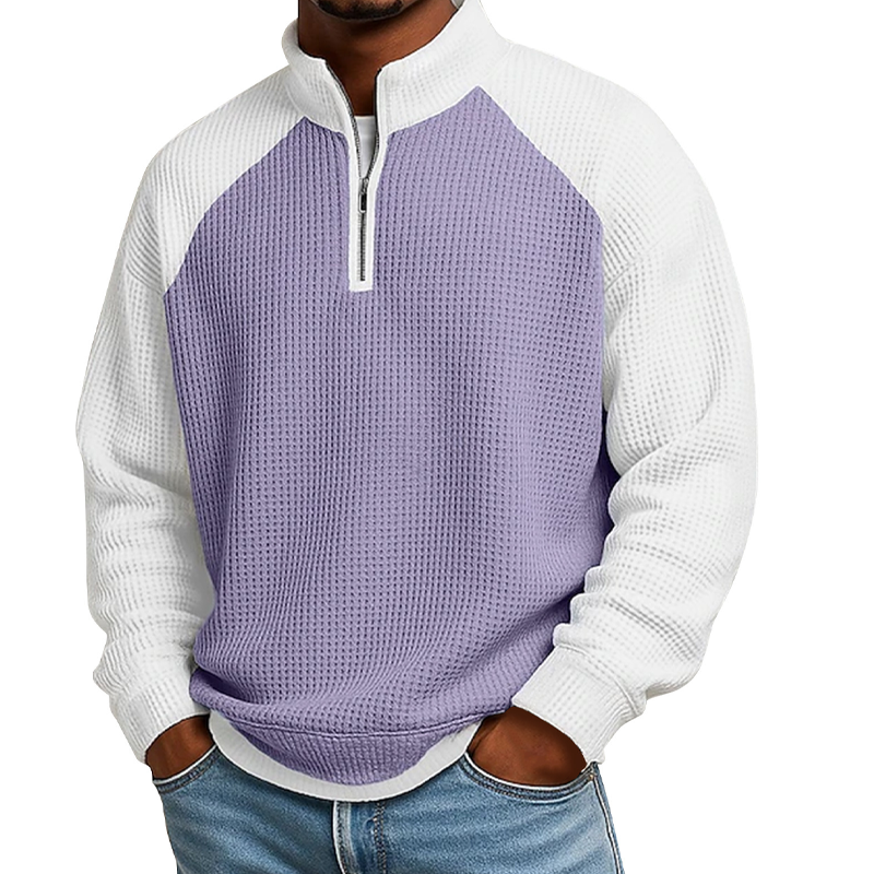 ✨Herren-Waffelstrick-Quarter-Zip-T-Shirt