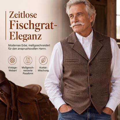 📢📢50%Rabatt!!!🎉✨Herren-Weste im Vintage-Stil mit Revers und Fischgrätmuster aus Tweed