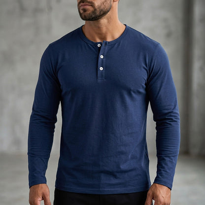 🎪 Neuheiten-Launch + 50% = doppelte Überraschung! Langarm-Henleyshirt für Herren im lässigen Stil