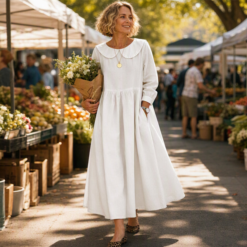 📢📢50%Rabatt!!!🎉⌛ Nur solange Vorrat reicht – danach regulärer Preis! Weites langärmliges Maxikleid für Damen mit Taschen