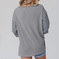 📢📢50%Rabatt!!!🎉✨Trendiges Damen-Langarm-T-Shirt mit Farbblock- und Streifenmuster