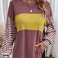 📢📢50%Rabatt!!!🎉✨Trendiges Damen-Langarm-T-Shirt mit Farbblock- und Streifenmuster