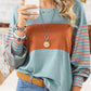 📢📢50%Rabatt!!!🎉✨Trendiges Damen-Langarm-T-Shirt mit Farbblock- und Streifenmuster