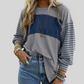 📢📢50%Rabatt!!!🎉✨Trendiges Damen-Langarm-T-Shirt mit Farbblock- und Streifenmuster