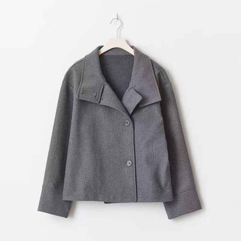 📢📢50%Rabatt!!!🎉✨Manteau court à col montant et simple boutonnage pour femme