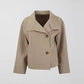 Manteau court à col montant et simple boutonnage pour femme