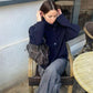 Manteau court à col montant et simple boutonnage pour femme