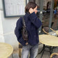 Manteau court à col montant et simple boutonnage pour femme
