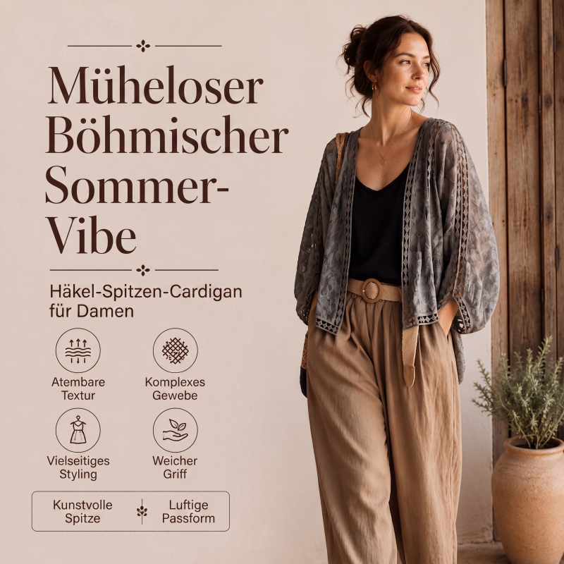 📢📢50%Rabatt!!!🎉✨Locker sitzende Cardigan aus Hohlspitze für Damen