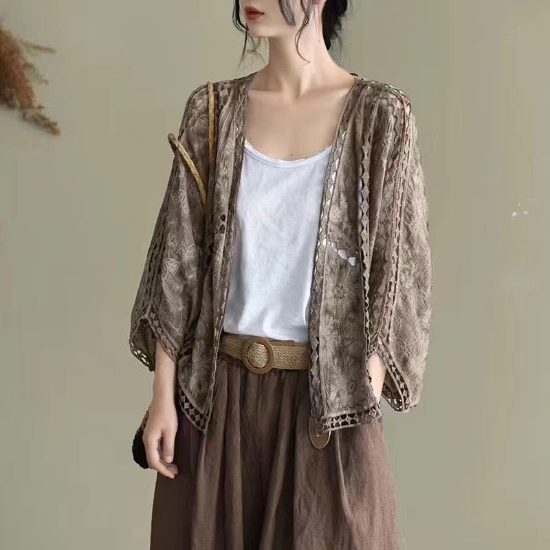 📢📢50%Rabatt!!!🎉✨Locker sitzende Cardigan aus Hohlspitze für Damen