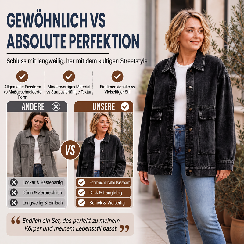 📢📢50%Rabatt!!!🎉✨Klassische übergroße Jeansjacke für Damen