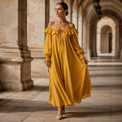 📢📢50%Rabatt!!!🎉✨Lässiges Off-Shoulder-Maxikleid für Damen