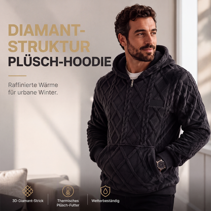 📢📢50%Rabatt!!!🎉✨Herren-Kapuzenpullover aus plüschigem, diamantförmigem Zopfmuster mit strukturierter Oberfläche