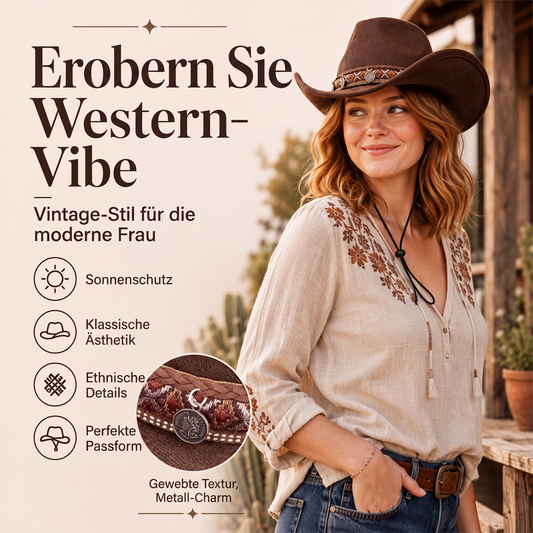 📢📢50%Rabatt!!!🎉✨Vintage Western-Cowboyhut mit ethnischem Stirnband