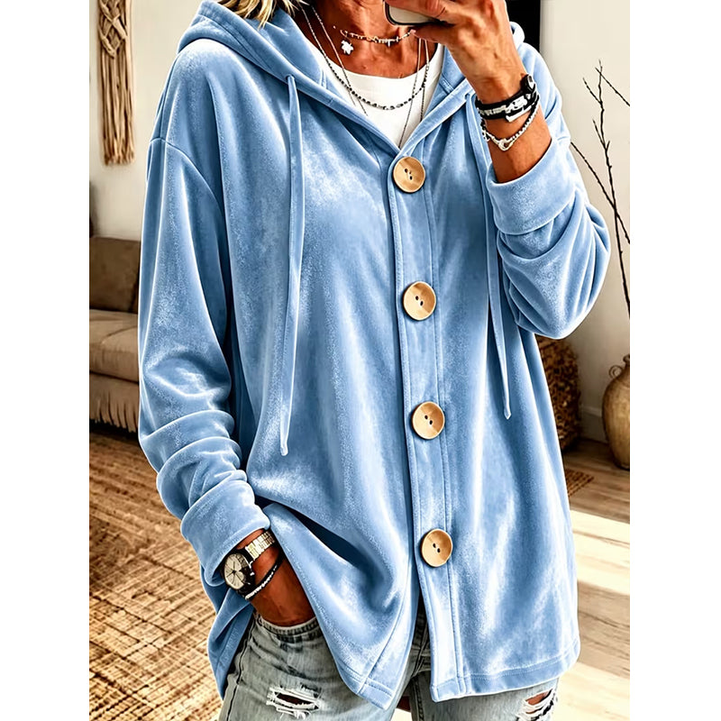 📢📢50%Rabatt!!!🎉✨Weite Kapuzen-Strickjacke aus Samt für Damen