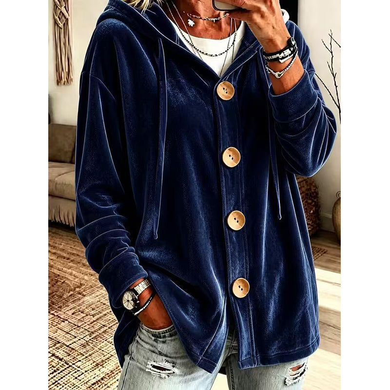 📢📢50%Rabatt!!!🎉✨Weite Kapuzen-Strickjacke aus Samt für Damen