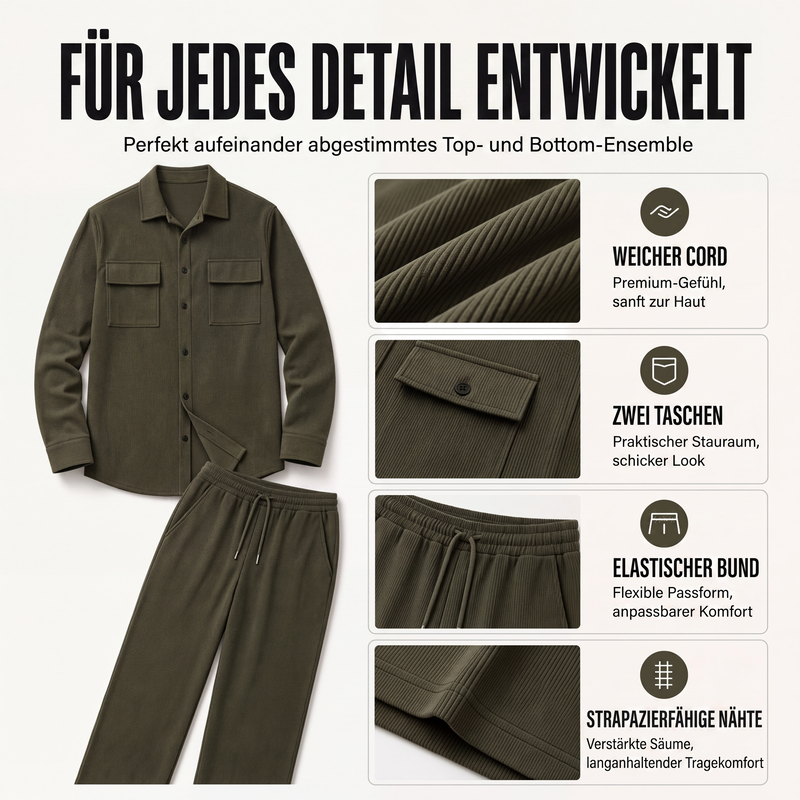 📢📢50%Rabatt!!!🎉✨Herren Freizeit Cordjacke und Hose Set