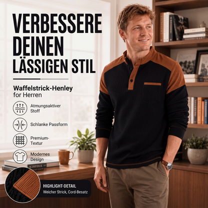 📢📢50%Rabatt!!!🎉✨Waffelstrick-Stehkragen-Sweatshirt für Herren