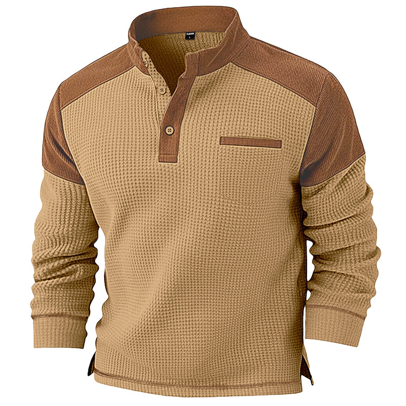 📢📢50%Rabatt!!!🎉✨Waffelstrick-Stehkragen-Sweatshirt für Herren