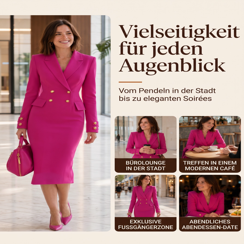 👗 50 % RABATT | Eleganter Blazer-Look & feminine Silhouette – Damen Zweireiher-Blazerkleid